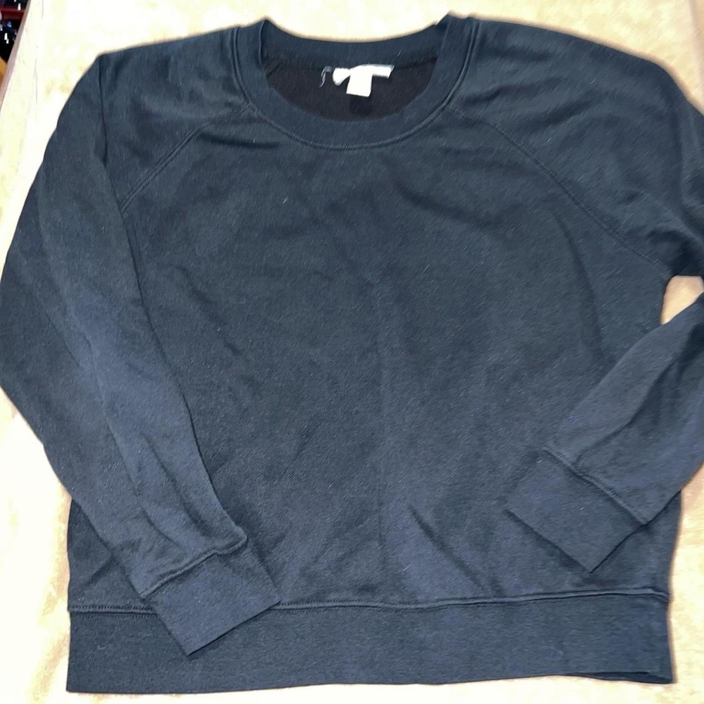 Just Be... Women XL Black Raglan Sleeve Crew‎ Neck Pullover Fleece Sweatshirt